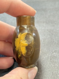 Four Chinese snuff bottles and three vases, 19th C.