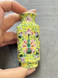 Four Chinese snuff bottles and three vases, 19th C.