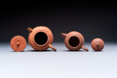 Two Chinese Yixing stoneware teapots, Zheng He 正和 mark, Kangxi and later