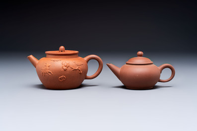 Two Chinese Yixing stoneware teapots, Zheng He 正和 mark, Kangxi and later