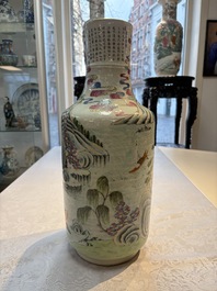 A fine Chinese famille rose 'Ode to the Red Cliff' vase, Hongwu mark, Daoguang