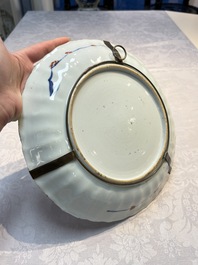 Two Chinese Imari-style plates and a dish with figural design, Kangxi