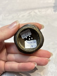 A pair of Chinese bronze duck-form censers, 17/18th C.