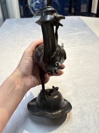 A pair of Chinese bronze duck-form censers, 17/18th C.