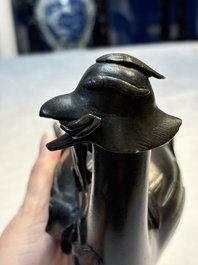 A pair of Chinese bronze duck-form censers, 17/18th C.