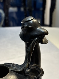 A pair of Chinese bronze duck-form censers, 17/18th C.