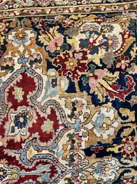 An exceptional and large embroidered silk 'Shahnameh' carpet, signed Musa Baft Tabriz, Tabriz, Iran, 20th C.