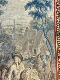 A pair of Brussels historical 'The Art of War' tapestries after Lambert De Hondt II, Judocus de Vos workshop, early 18th C.