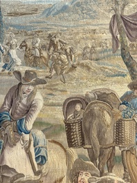 A pair of Brussels historical 'The Art of War' tapestries after Lambert De Hondt II, Judocus de Vos workshop, early 18th C.