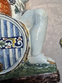 A massive polychrome French faience 'Bacchus' table fountain, Rouen, 18th C.