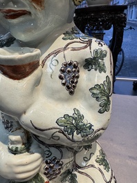 A massive polychrome French faience 'Bacchus' table fountain, Rouen, 18th C.