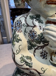 A massive polychrome French faience 'Bacchus' table fountain, Rouen, 18th C.