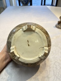 A Japanese Satsuma koro and two covered boxes, Satsuma yaki, Kusube and Hododa mark, Meiji, 19th C.