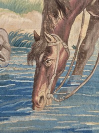 A pair of Brussels historical 'The Art of War' tapestries after Lambert De Hondt II, Judocus de Vos workshop, early 18th C.