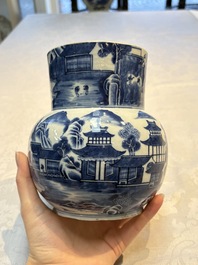 A Chinese famille rose tazza, a blue and white vessel and an enamelled Yixing stoneware teapot, 19th C.