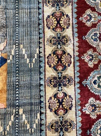 An exceptional and large embroidered silk 'Shahnameh' carpet, signed Musa Baft Tabriz, Tabriz, Iran, 20th C.