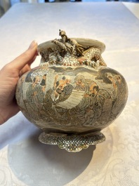 A Japanese Satsuma koro and two covered boxes, Satsuma yaki, Kusube and Hododa mark, Meiji, 19th C.