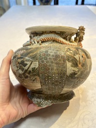 A Japanese Satsuma koro and two covered boxes, Satsuma yaki, Kusube and Hododa mark, Meiji, 19th C.