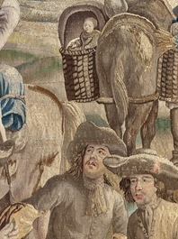 A pair of Brussels historical 'The Art of War' tapestries after Lambert De Hondt II, Judocus de Vos workshop, early 18th C.