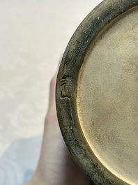 A Japanese blue and white Arita square flask and a Tangen-style bottle, 'Tokkuri', 19/20th C.