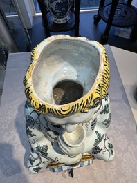 A massive polychrome French faience 'Bacchus' table fountain, Rouen, 18th C.