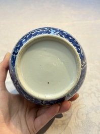 A Chinese blue and white square bitong, a 'Dragon' censer, a covered box, a vase and a paperweight, Guangxu mark, 18/19th C.