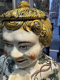 A massive polychrome French faience 'Bacchus' table fountain, Rouen, 18th C.