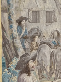 A pair of Brussels historical 'The Art of War' tapestries after Lambert De Hondt II, Judocus de Vos workshop, early 18th C.