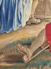 A pair of Brussels historical 'The Art of War' tapestries after Lambert De Hondt II, Judocus de Vos workshop, early 18th C.