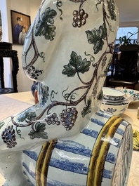 A massive polychrome French faience 'Bacchus' table fountain, Rouen, 18th C.