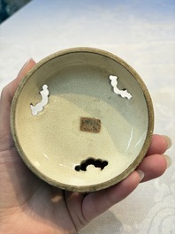 A Japanese Satsuma koro and two covered boxes, Satsuma yaki, Kusube and Hododa mark, Meiji, 19th C.