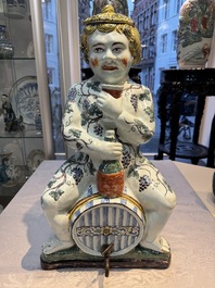 A massive polychrome French faience 'Bacchus' table fountain, Rouen, 18th C.