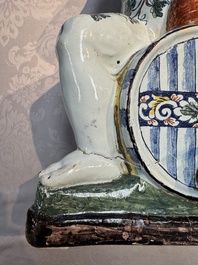 A massive polychrome French faience 'Bacchus' table fountain, Rouen, 18th C.