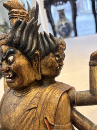 A Chinese or Japanese gilt-lacquered figure of Hayagrīva, 19th C.