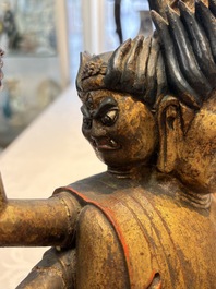 A Chinese or Japanese gilt-lacquered figure of Hayagrīva, 19th C.