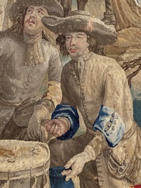 A pair of Brussels historical 'The Art of War' tapestries after Lambert De Hondt II, Judocus de Vos workshop, early 18th C.