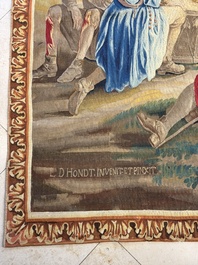 A pair of Brussels historical 'The Art of War' tapestries after Lambert De Hondt II, Judocus de Vos workshop, early 18th C.