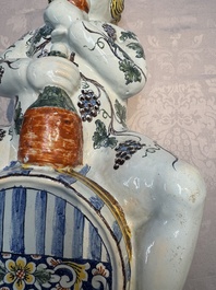 A massive polychrome French faience 'Bacchus' table fountain, Rouen, 18th C.