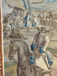 A pair of Brussels historical 'The Art of War' tapestries after Lambert De Hondt II, Judocus de Vos workshop, early 18th C.