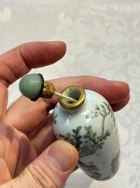 Two Chinese famille rose snuff bottles, Jiaqing and Tongzhi mark, 19th C.