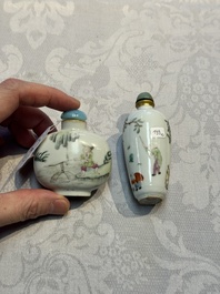Two Chinese famille rose snuff bottles, Jiaqing and Tongzhi mark, 19th C.