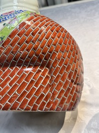 Three Chinese famille rose Milefo Buddhas, Zhu Mao Ji 朱茂記造 marks, 20th C.