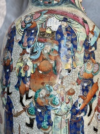 A pair of Chinese Nanking famille rose vases with narrative design, Chenghua mark, 19th C.