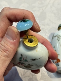 Two Chinese famille rose snuff bottles, Jiaqing and Tongzhi mark, 19th C.