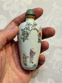Two Chinese famille rose snuff bottles, Jiaqing and Tongzhi mark, 19th C.