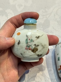 Two Chinese famille rose snuff bottles, Jiaqing and Tongzhi mark, 19th C.