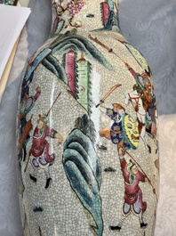 A pair of Chinese Nanking famille rose vases with narrative design, Chenghua mark, 19th C.