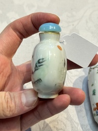 Two Chinese famille rose snuff bottles, Jiaqing and Tongzhi mark, 19th C.