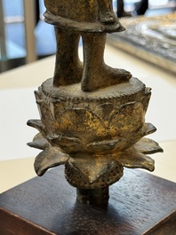 A Thai gilt bronze Buddha Shakyamuni in Lan Na-style, probably 16th C.