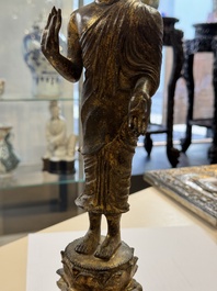 A Thai gilt bronze Buddha Shakyamuni in Lan Na-style, probably 16th C.